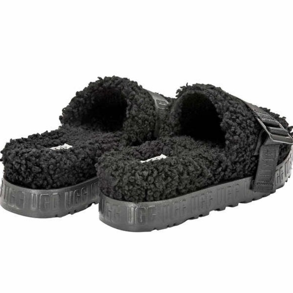 UGG Black Shearling Slide Sandals - Women’s Sz. 9 - Picture 3 of 7